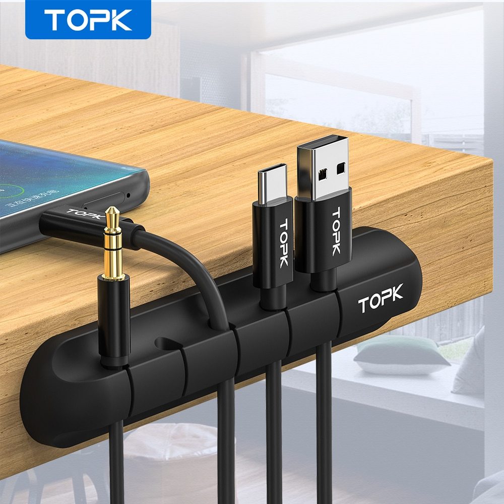 Silicone USB Cable Winder Desktop Cable Organizer Management Multipurpose Clips Cables Protector